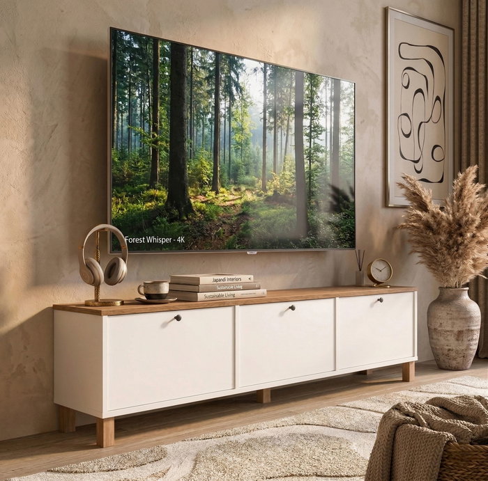 Hanah Home Nord - ND6-SW Soporte para TV Blanco y Roble Hanah Home Nord - ND6-SW Soporte para TV Blanco y Roble